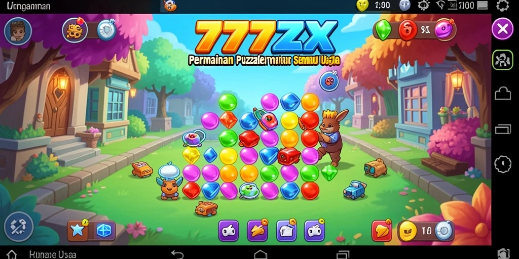 Tampilan gameplay seru dari 777ZX saat menyelesaikan puzzle.