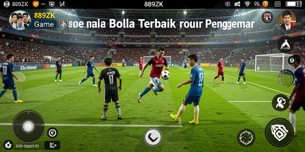 Tampilan gameplay 889ZK dengan aksi seru di lapangan sepak bola.