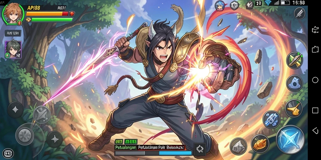 Gameplay Anime mendebarkan dengan aksi karakter yang menawan.