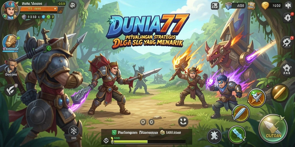 Tampilan gameplay DUNIA77 dengan strategi pertarungan yang mendebarkan.