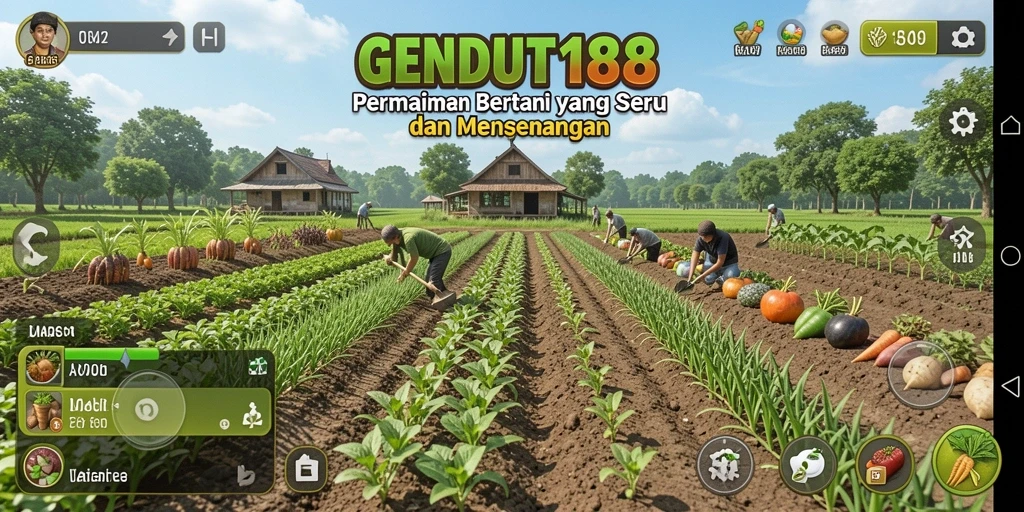 Tampilan gameplay GENDUT188 saat menanam tanaman dan merawat hewan.