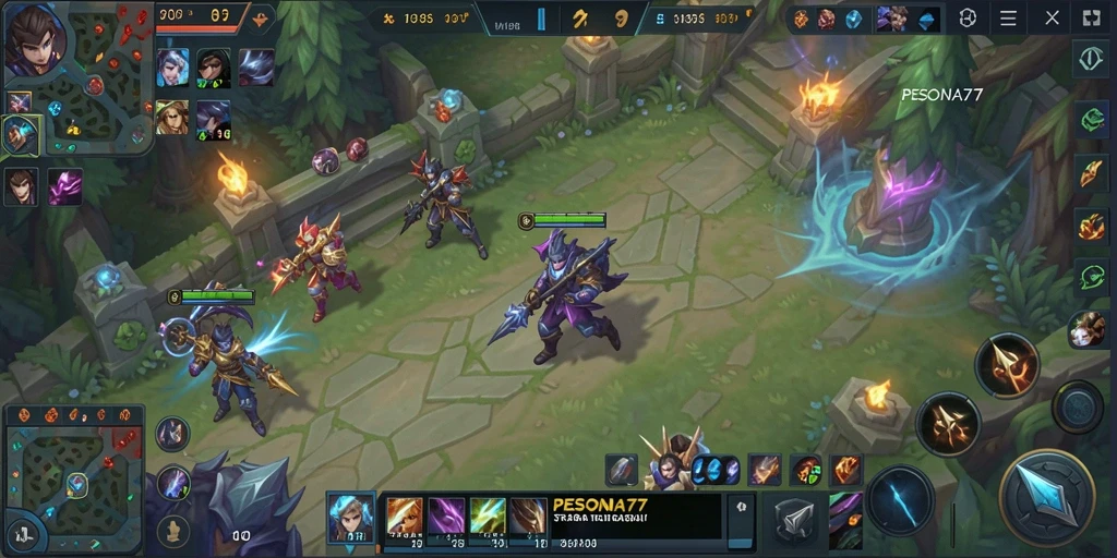 Tampilan permainan PESONA77 yang menarik dengan aksi MOBA yang seru.