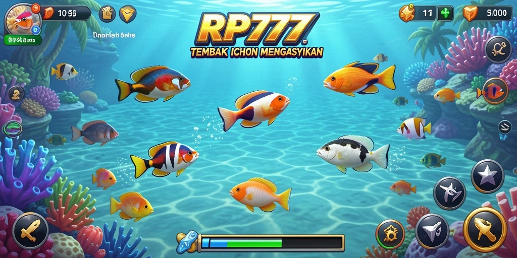 Tampilan aksi menembak ikan yang seru dalam RP777.