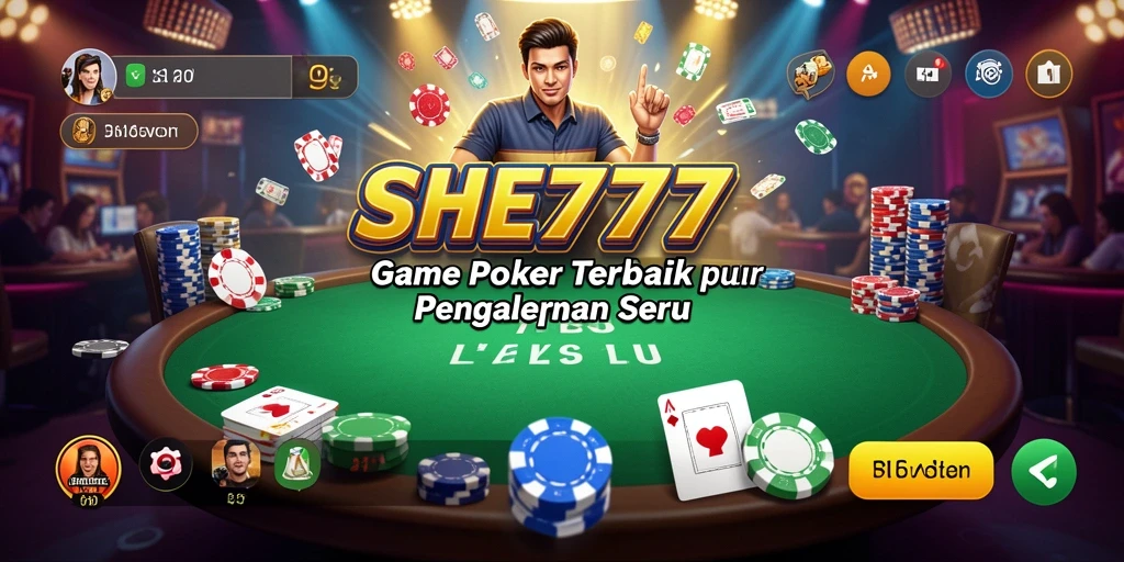 Tangkapan layar SHE777 menampilkan fitur gameplay Poker yang seru dan interaktif.