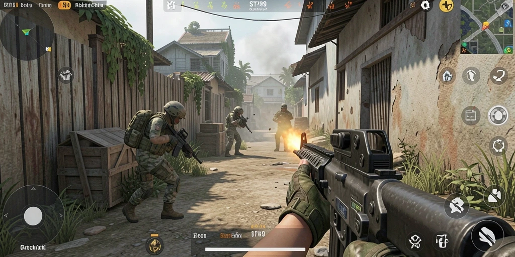 Screenshot ST789 menampilkan aksi menegangkan dalam gameplay FPS.